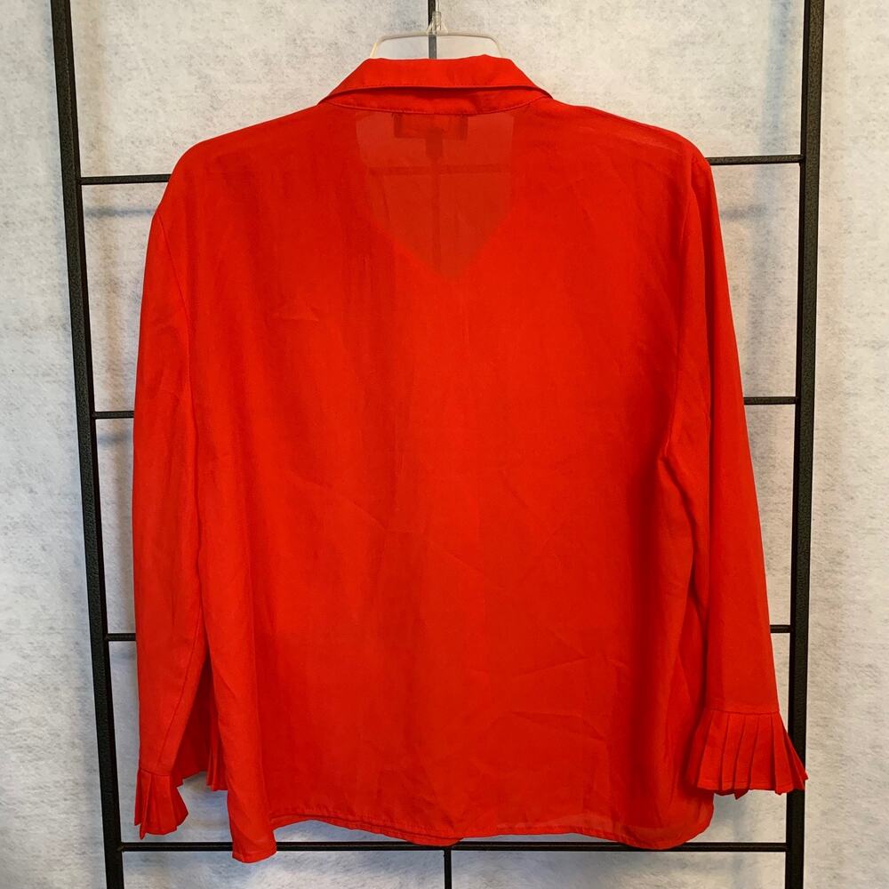 Lulus Red Button Down Blouse With Pleated Cuffs W… - image 3